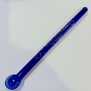 Vintage Stir Stick Cobalt Blue Newark NJ The Blue Diamond Glass Cocktail #66